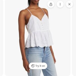 Lucky Brand White Eyelet Peplum Camisole